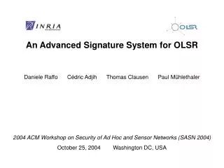 An Advanced Signature System for OLSR