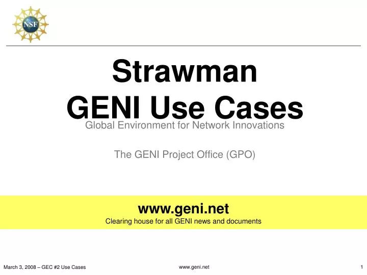 strawman geni use cases