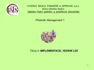 p edm t management 1 t ma 4 implementace veden lid