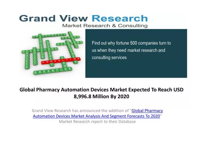global pharmacy automation devices market expected to reach usd 8 996 8 million by 2020