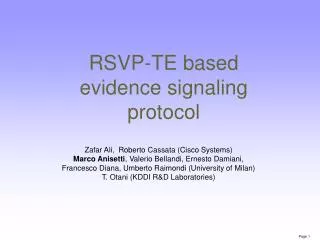 RSVP-TE based evidence signaling protocol