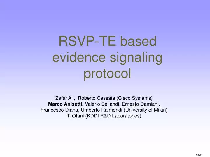 rsvp te based evidence signaling protocol