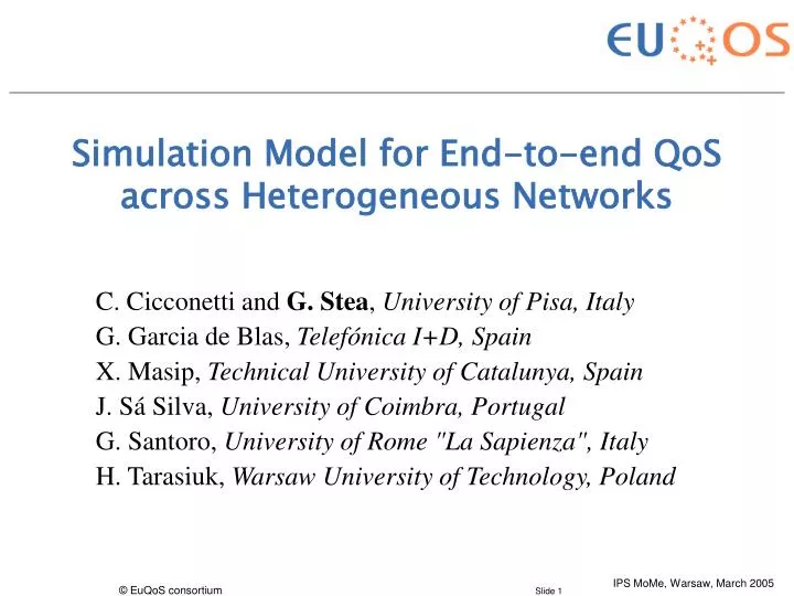 simulation model for end to end qos across heterogeneous networks