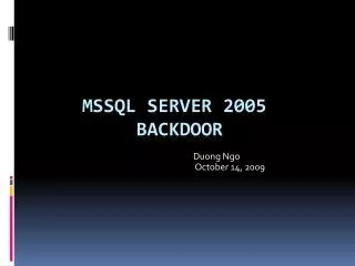 MSSql server 2005 backdoor