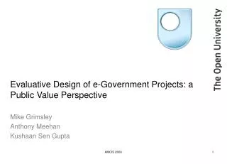 Evaluative Design of e-Government Projects: a Public Value Perspective