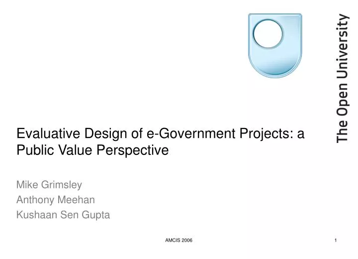 evaluative design of e government projects a public value perspective