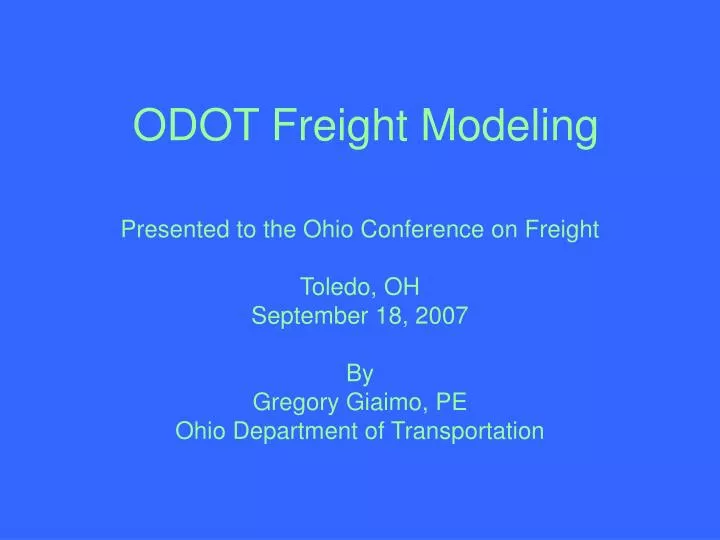 odot freight modeling