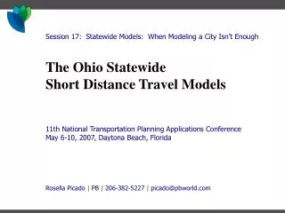 The Ohio Statewide Short Distance Travel Models