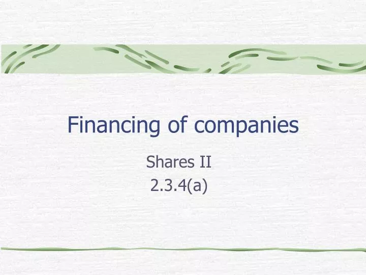 financing of companies