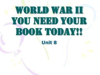 World War II You need your book today!!