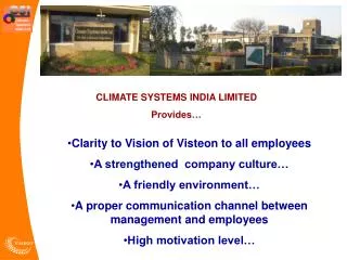CLIMATE SYSTEMS INDIA LIMITED Provides…