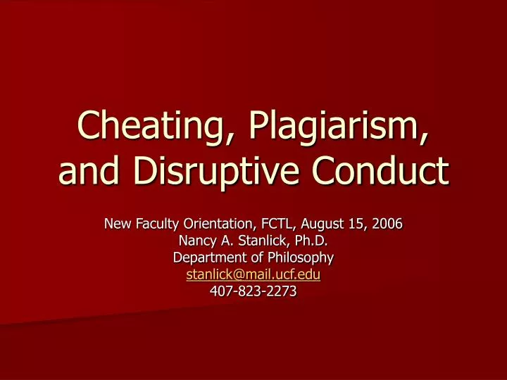 cheating plagiarism and disruptive conduct
