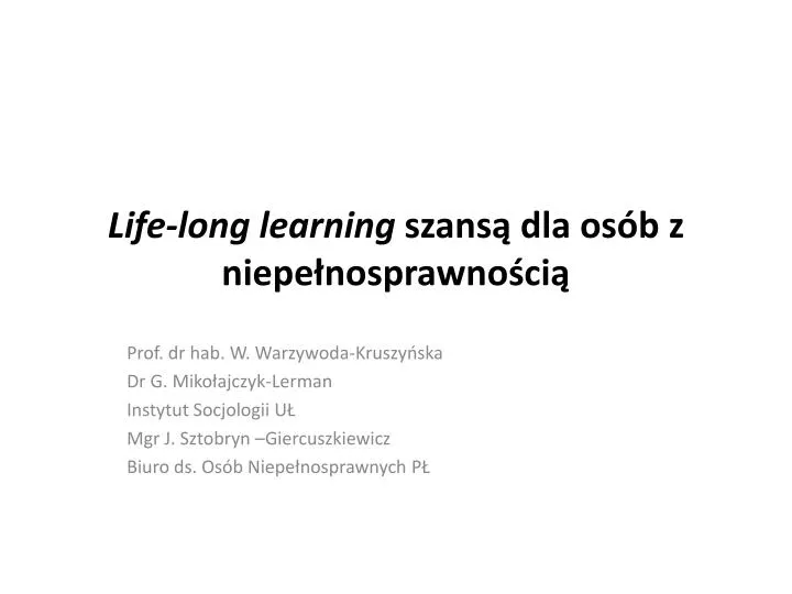 life long learning szans dla os b z niepe nosprawno ci