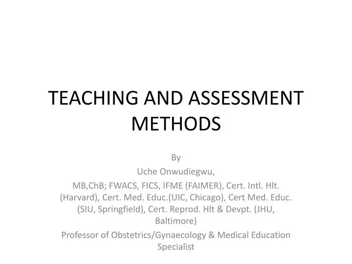 teaching and assessment methods