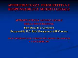 appropriatezza prescrittiva e responsabilita medico legale