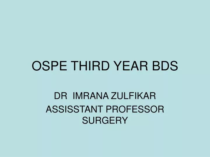 ospe third year bds
