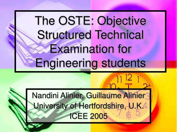 the oste objective structured technical examination for engineering students