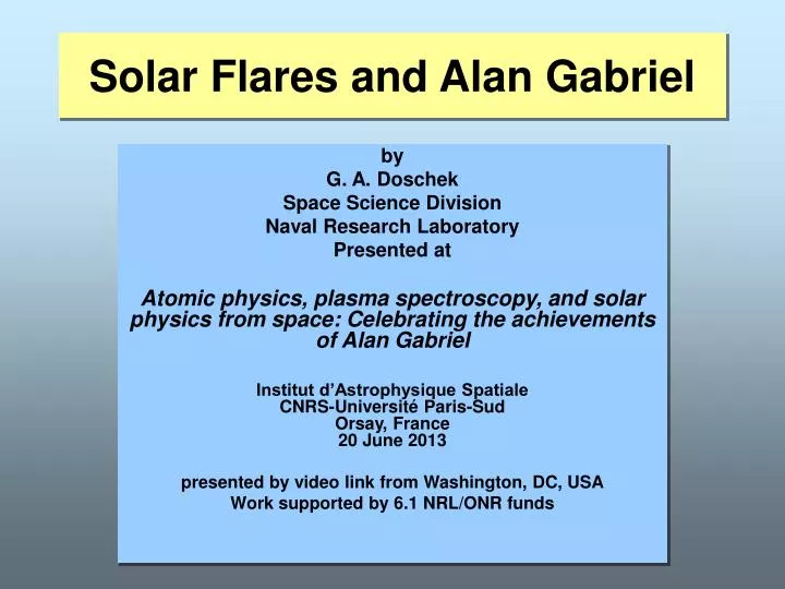 solar flares and alan gabriel
