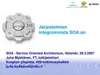 j rjestelmien integroinnista soa an