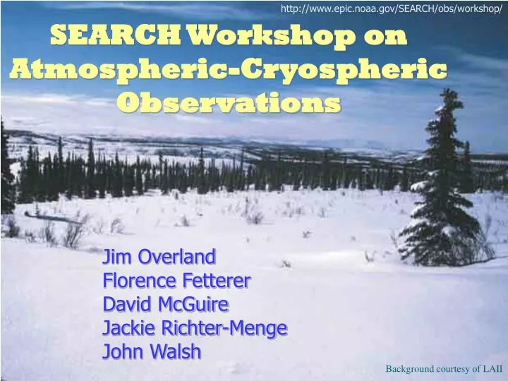 search workshop on atmospheric cryospheric observations