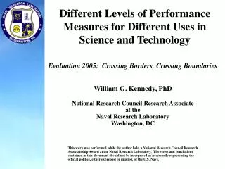 Different Levels of Performance Measures for Different Uses in Science and Technology