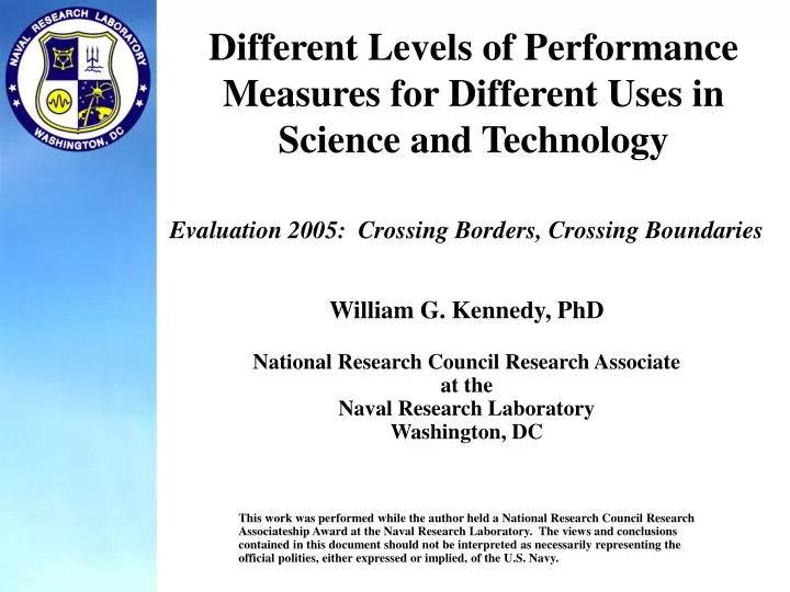 different levels of performance measures for different uses in science and technology