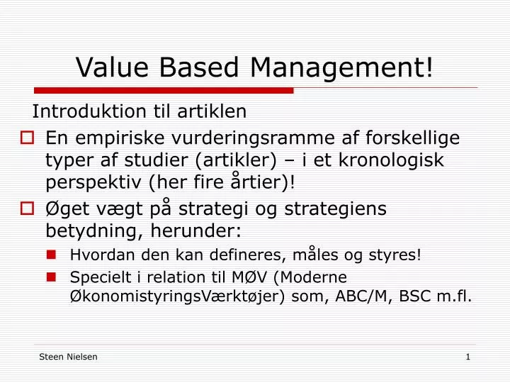 value based management