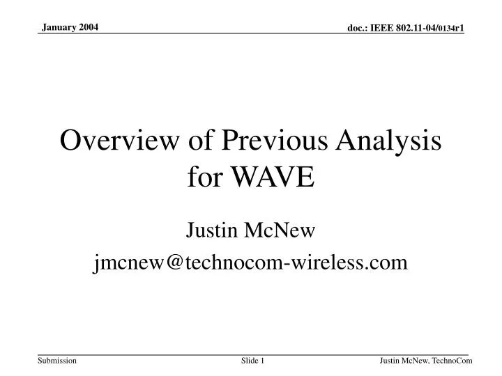 overview of previous analysis for wave