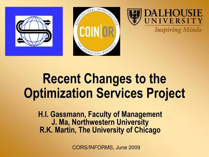 recent changes to the optimization services project