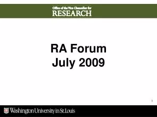 RA Forum July 2009
