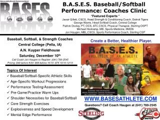 B.A.S.E.S. Baseball/Softball Performance: Coaches Clinic