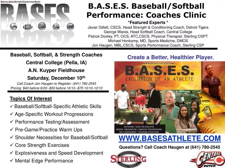 b a s e s baseball softball performance coaches clinic