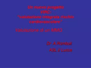 un nuovo progetto virc valutazione integrata rischio cardiovascolare