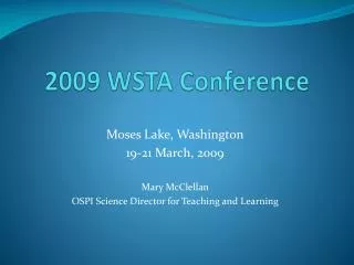 2009 WSTA Conference
