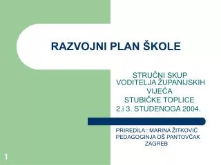 razvojni plan kole