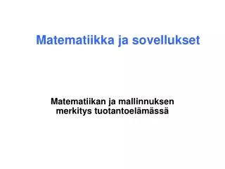 matematiikka ja sovellukset