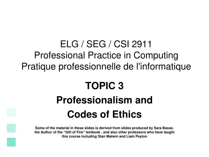 elg seg csi 2911 professional practice in computing pratique professionnelle de l informatique