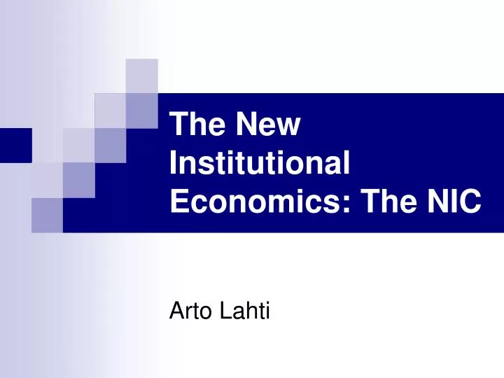 the new institutional economics the nic