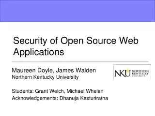 Security of Open Source Web Applications