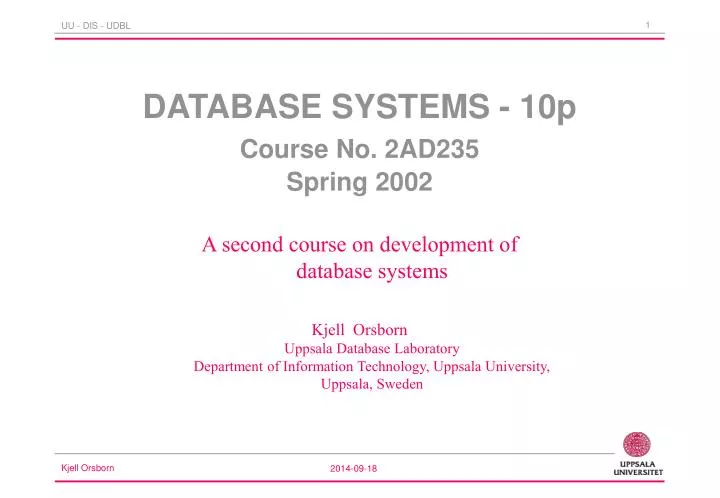 database systems 10p course no 2ad235 spring 2002