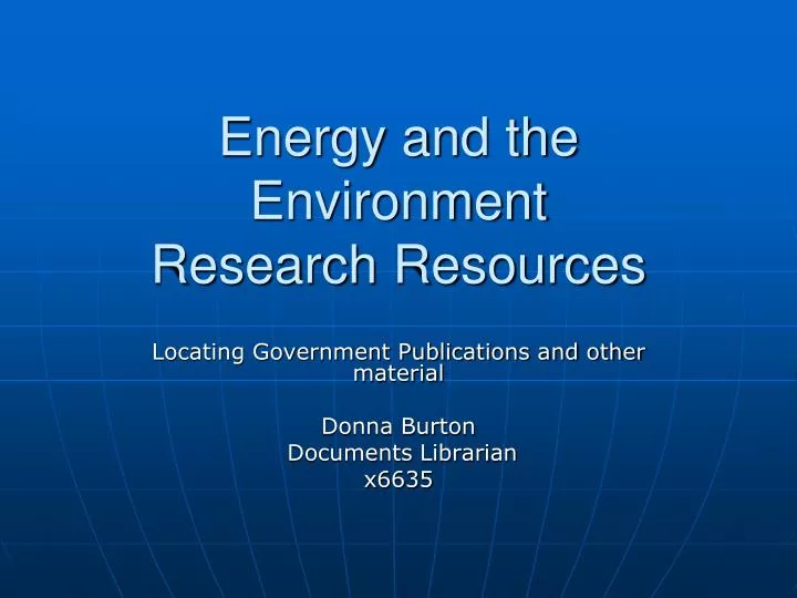 energy and the environment research resources