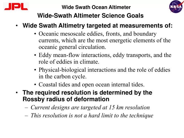 wide swath altimeter science goals