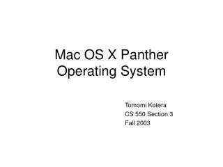 Mac OS X Panther Operating System