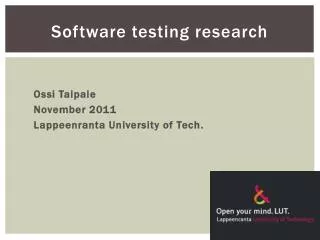 Software testing research