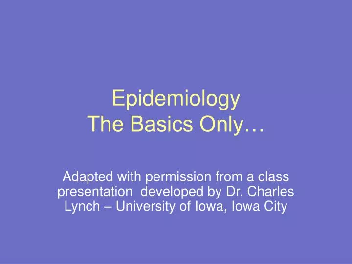 epidemiology the basics only