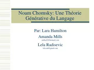 noam chomsky une th orie g n rative du langage