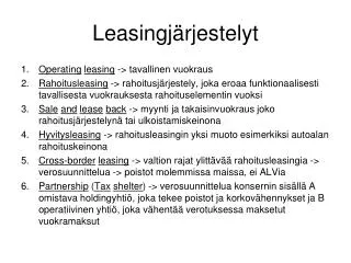 leasingj rjestelyt