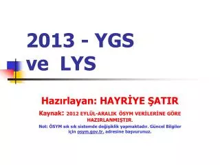 2013 ygs ve lys