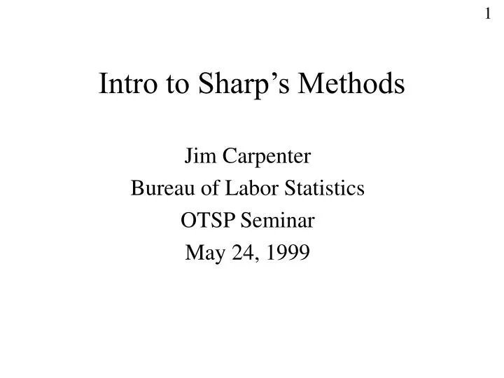 intro to sharp s methods