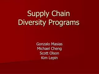 Supply Chain Diversity Programs